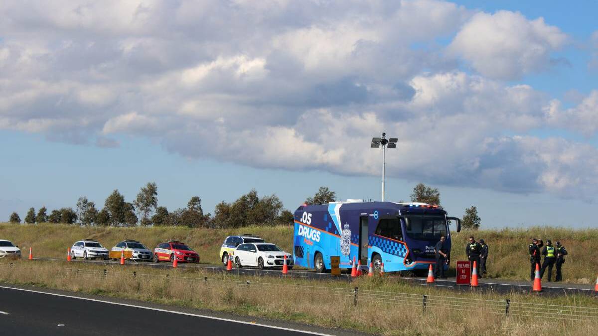 POLICE PRESENCE: The vehicle checkpoint on the Western Freeway, between Bacchus Marsh and Melton. 
