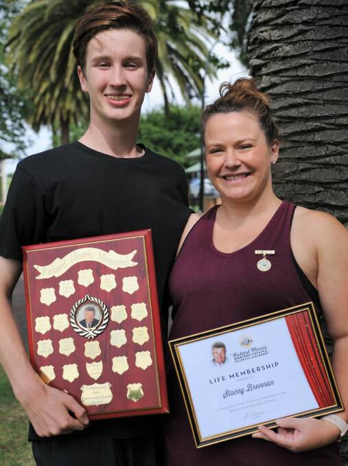 MILESTONE: Liam Robertson received the Richard Morris Memorial Scholarship and Stacey Brennan was made the Richard Morris Memorial Concert's first Life Member in 2018. Picture: JADE BATE