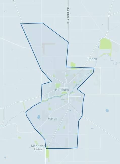 Map of Uber service locations for Horsham.