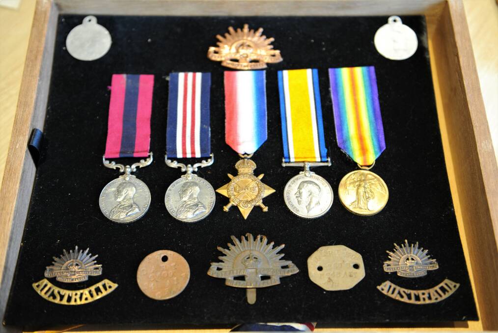 HEIRLOOMS: Bud Dart's war medals from the First World War. The medals are displayed and kept in a precious wooden box. Picture: JADE BATE