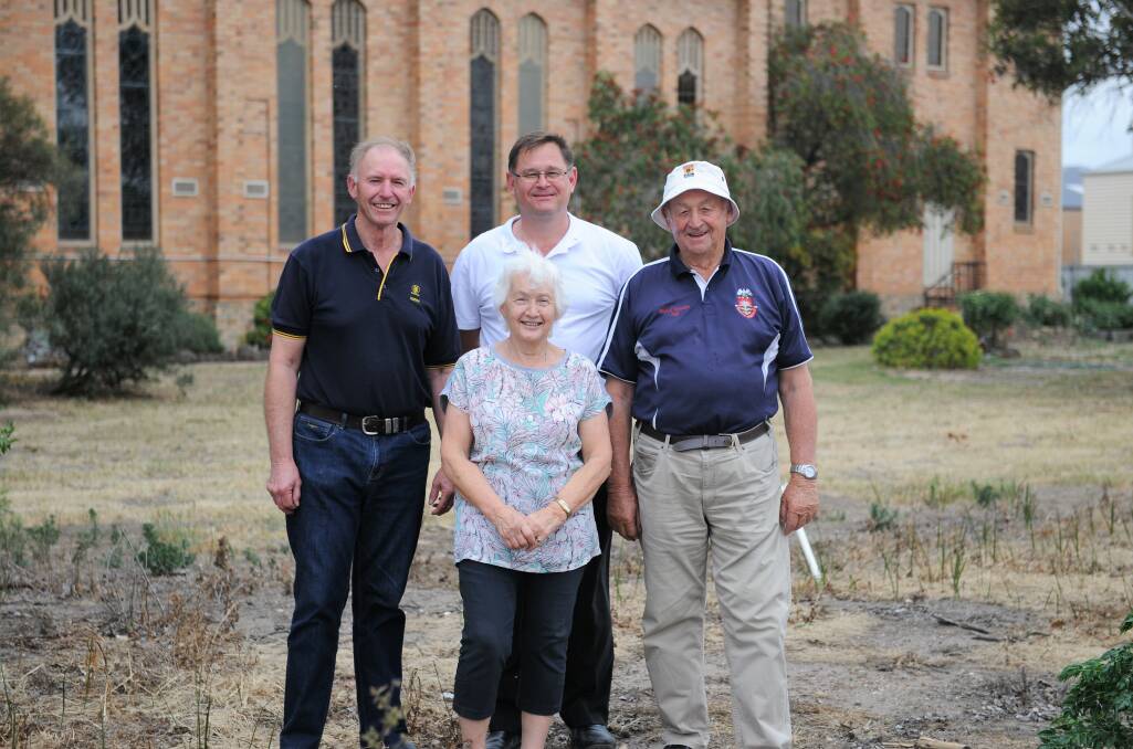 Horsham Anglican Church is looking to raise money for a new car park next door. Pictured are project manager Keith Starick, priest Denis Sotiriadis, church warden Tess Walsh and church warden Max Maher. Picture: JADE BATE
