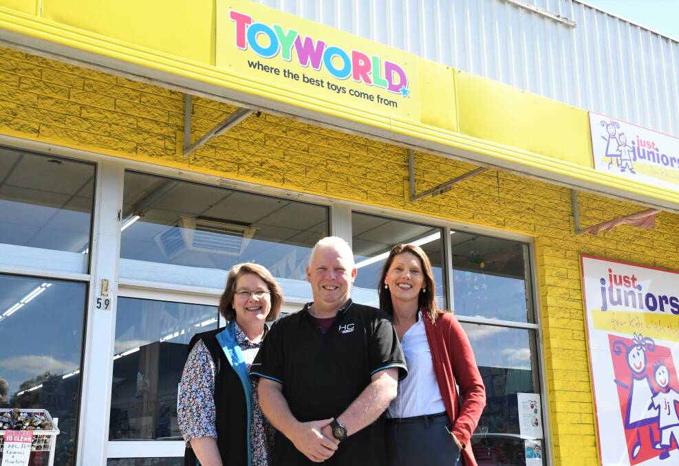 New Horsham Toyworld and Just Juniors owner Trish Munro with former owners David and Angela Ballinger. Picture: JADE BATE