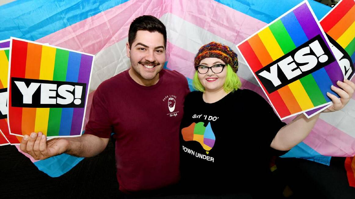 Wimmera Pride Project co-founders Maddi Ostapiw and Loucas Vettos were thrilled with the result of last year's same-sex marriage postal survey. Picture: SAMANTHA CAMARRI