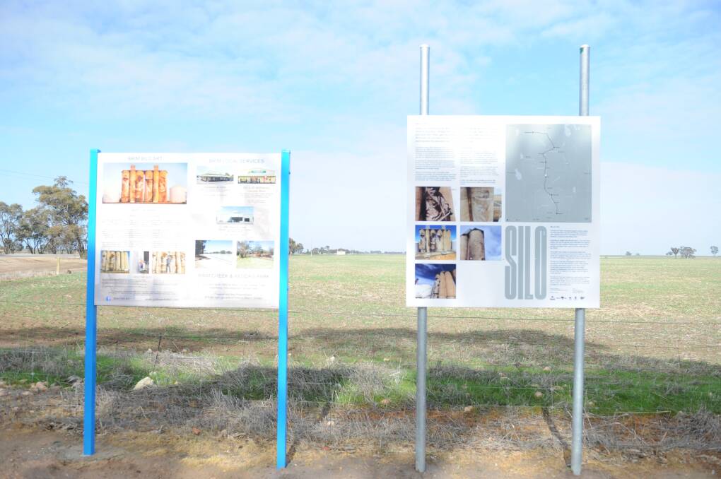 Information signs were installed at the Silo Art Trail sites earlier this year. Picture: JADE BATE