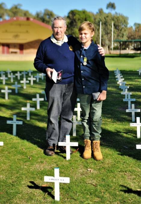 Ray Harris and great-grandson Beau Ryan. Picture: ALEXANDER DARLING