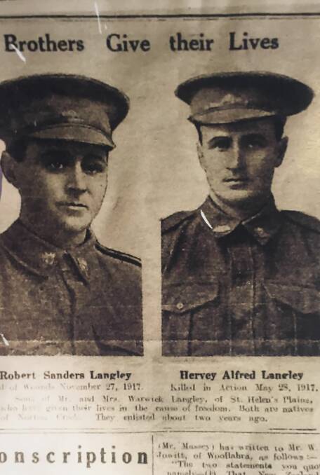 St Helen's Plains brothers Robert and Hervey Langley both died during the First World War.
