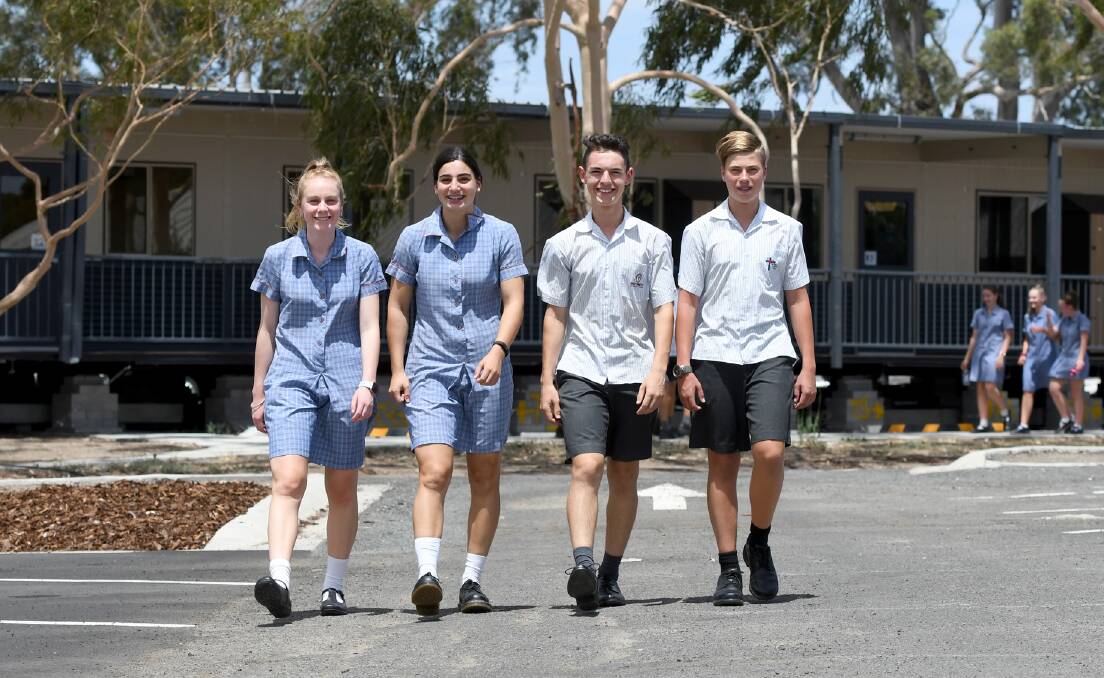 FIRST STEPS: Holy Trinity Lutheran College Year 12 students vice captain Sarah Barber, captain Oriana Panozzo, captain Josiah Mock and vice captain Archie Watt are a part of the school's first Year 12 cohort. Picture: SAMANTHA CAMARRI