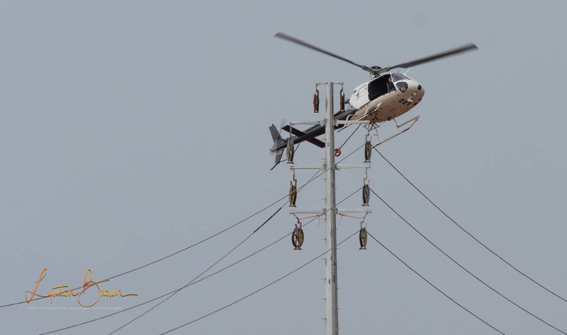 NEXT STAGE: Overhead power lines were strung by helicopter during the week. Picture: LYNTON BROWN