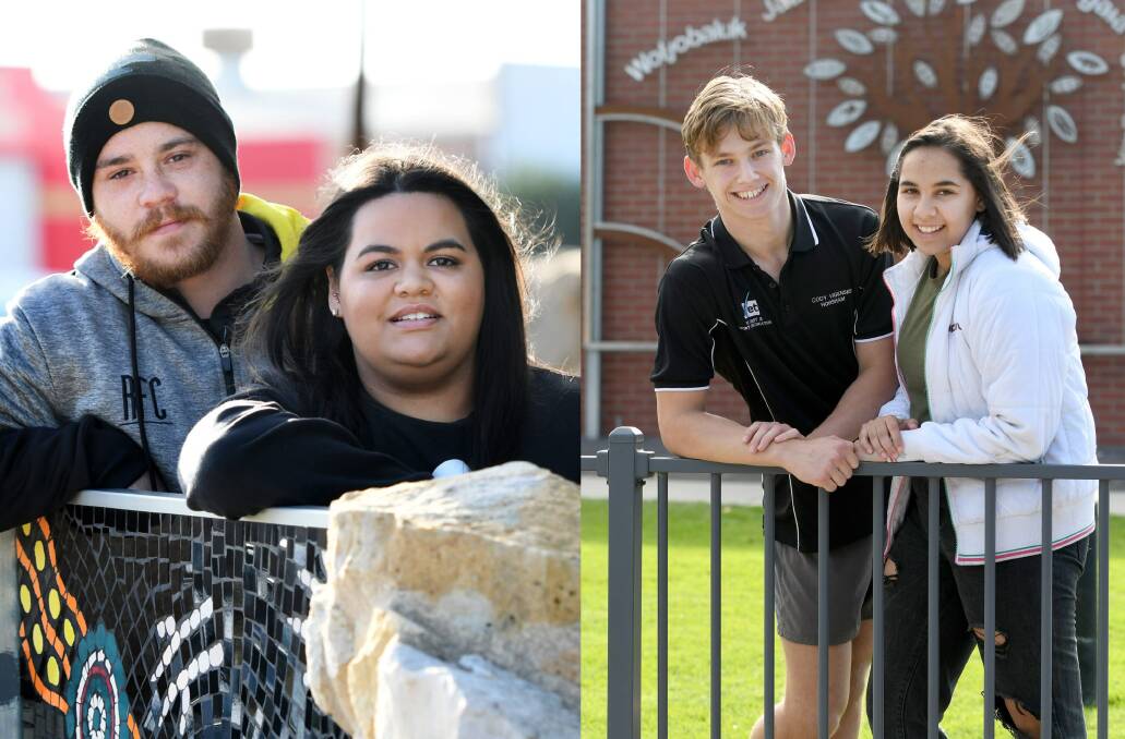 YOUNG LEADERS: goolum Goolum's Lachlan Marks and Louise King; and Horsham College Koori leaders Cody Vigenser and Teagan Muir. Pictures: SAMANTHA CAMARRI