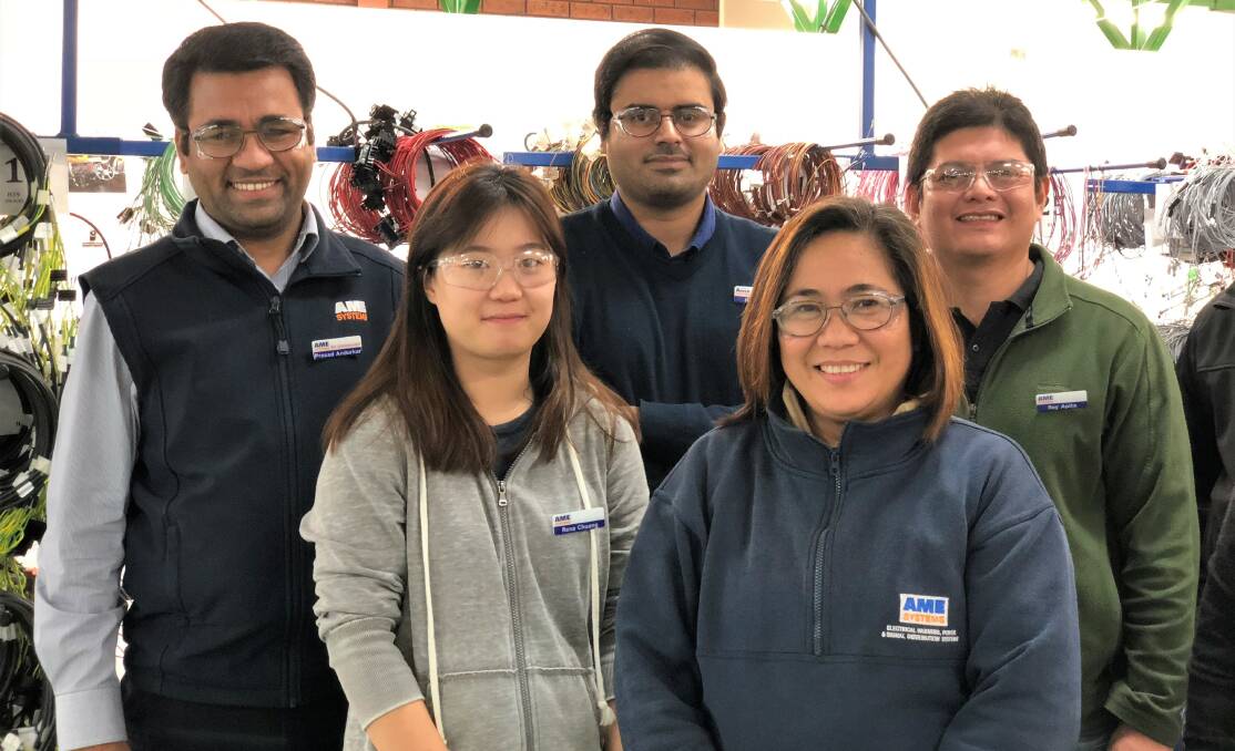 EMPLOYEES SOUGHT: AME Systems Ararat employees Prasad Andurkar, Rene Chuang, Haider Ali, Lilybeth Cabrera and Rey Apita represent a section the company's diverse multicultural staff base. Picture: CONTRIBUTED