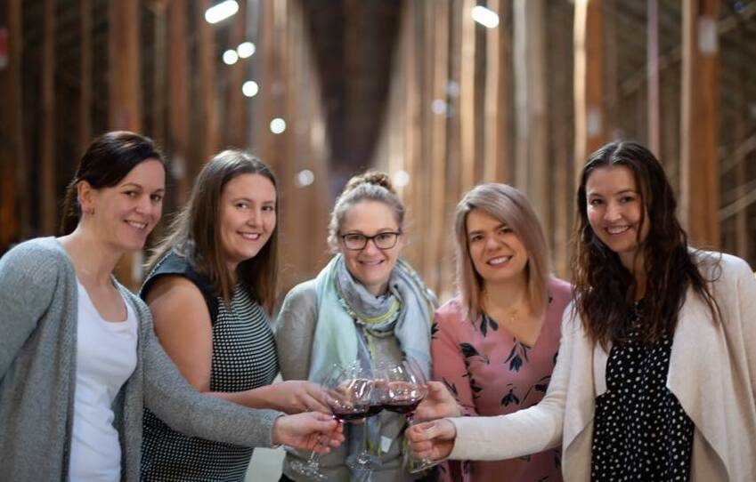 Murtoa Events committee members Michelle Reid, Madeline Barbe, Sam Chenoweth, Renee Dumesny and Mikaela Reading in the Stick Shed. Picture: CONTRIBUTED