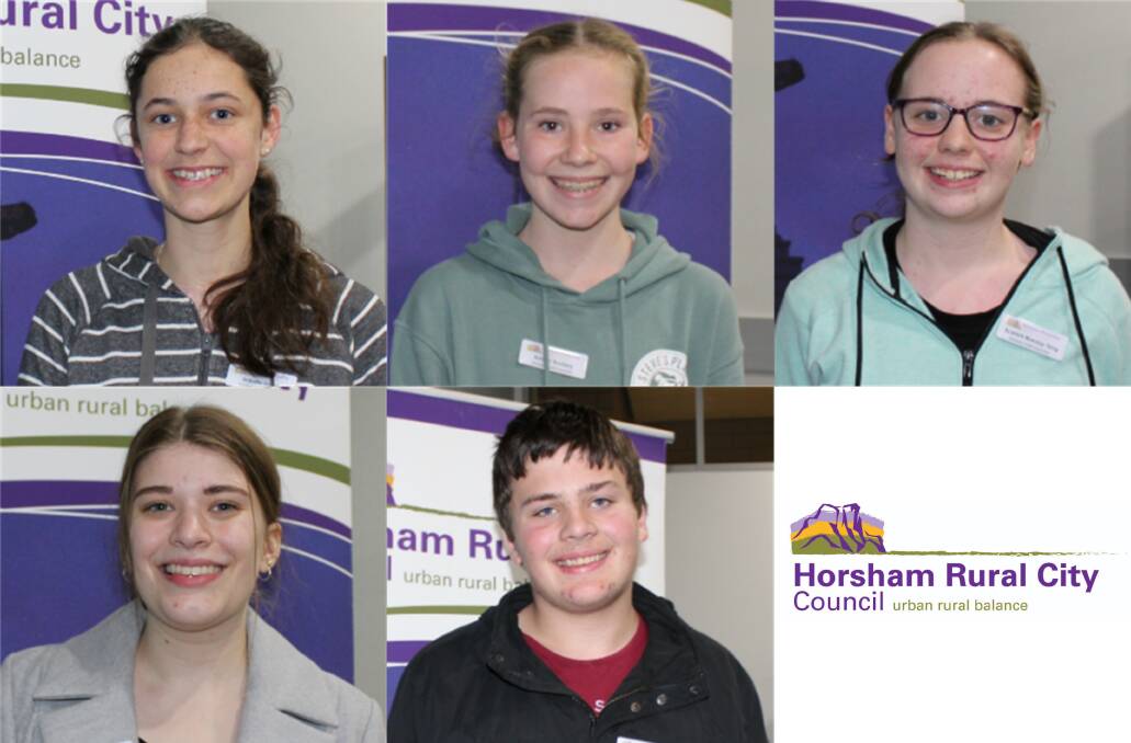 Five of Horsham Rural City's Youth Council councillors (clockwise from top left): Isabelle Oman, Armani Scollary, Scarlett Munday-Terry, Michael Collins-Clarke and Lily Materne.