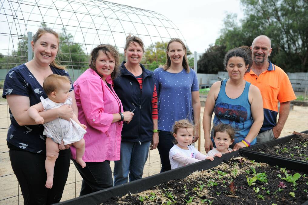 The Patch committee members and Horsham Urban Landcare members in the new community garden. Picture: JADE BATE