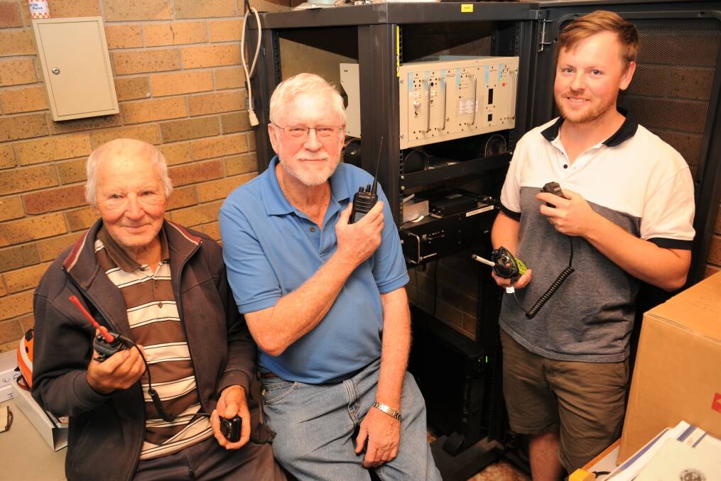 Wimmera Amateur Radio Group members Bill Hussin, Andrew Squires and Andrew Janetzki with radios they use. Picture: JADE BATE