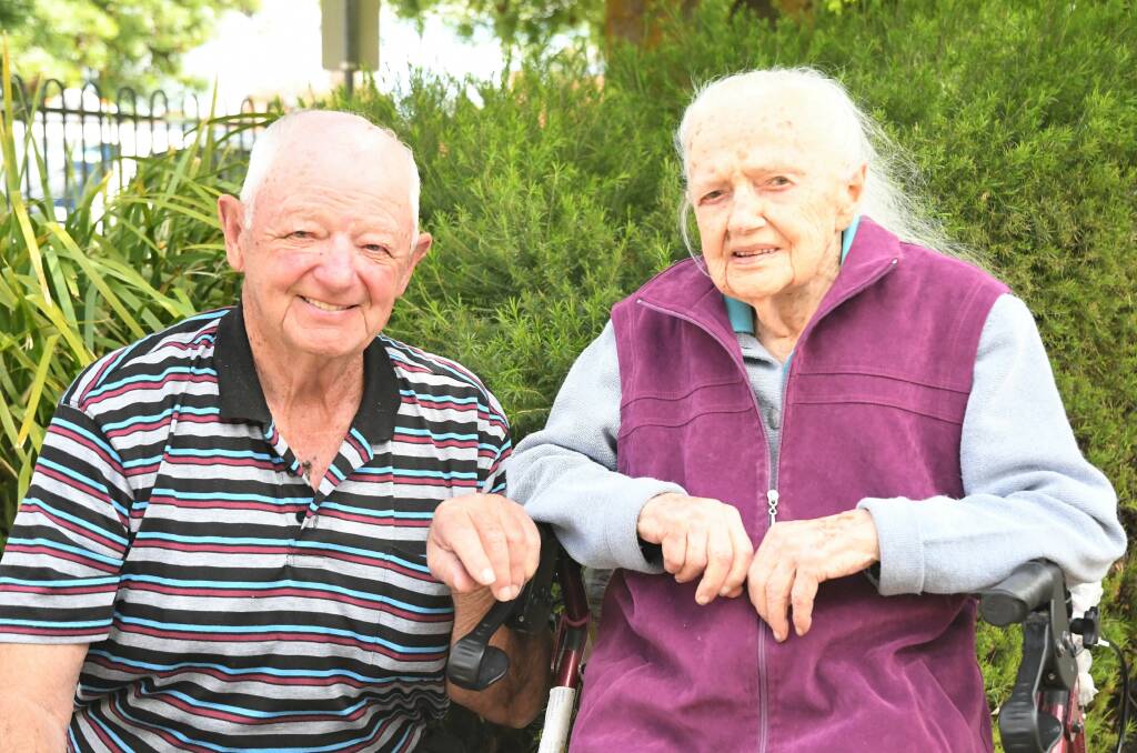 MILESTONE: Dimboola's Myra Gazelle turned 103 on October 11. She is pictured with her son Geoff Gazelle. Mrs Gazelle celebrated her birthday with fellow Allambi Hostel residents. Picture: JADE BATE