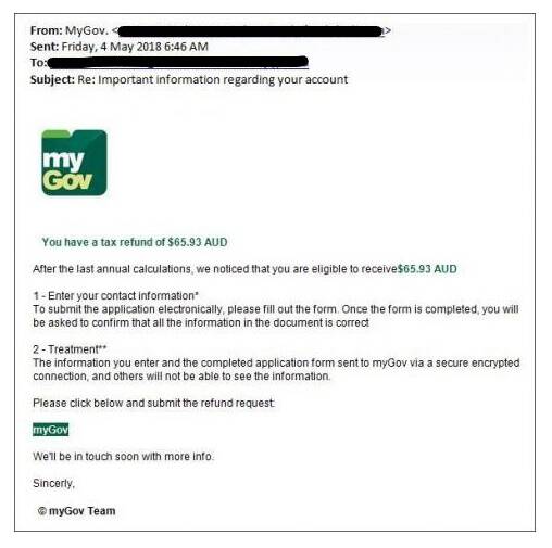An example of the myGov scam.