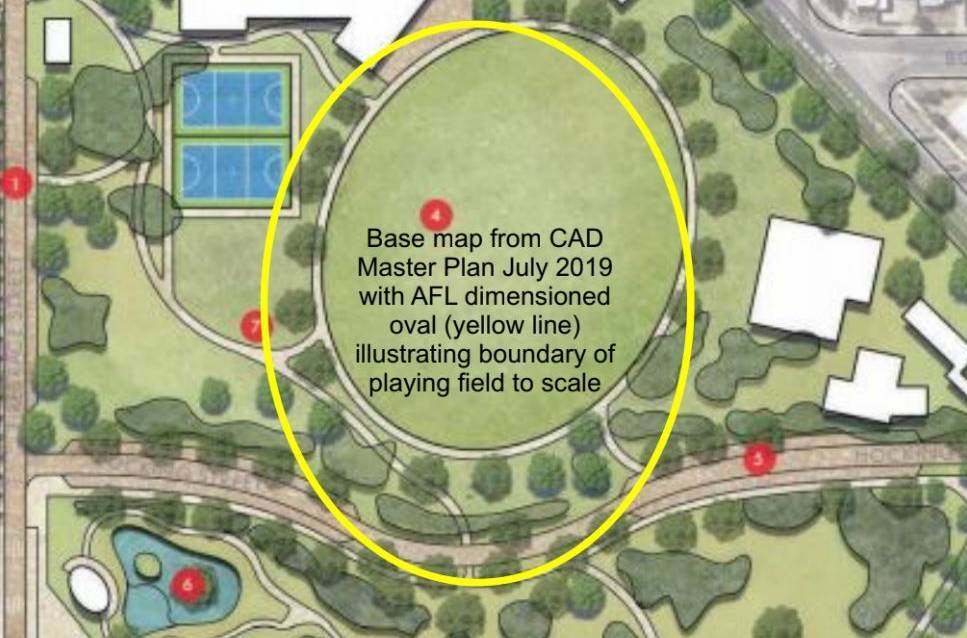 Richard May's mock-up of City Oval in accordance to AFL standards. Picture: CONTRIBUTED