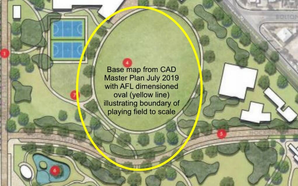 Richard May's mock-up of City Oval in accordance to AFL standards. Picture: CONTRIBUTED