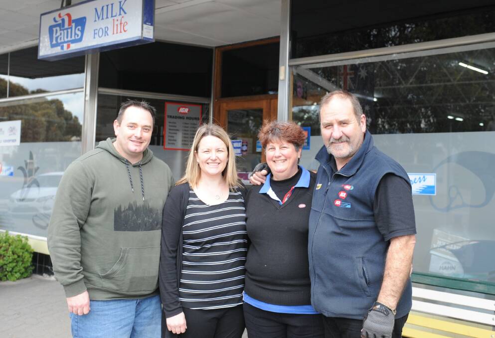 CHANGING HANDS: New Minyip's Millford Stores owners Luke Cox and Cassy Jenkinson of Avoca with soon-to-be former owners Karen and Anthony "AJ" Niewand. The store has been owned by the Niewand family for 31 years. Picture: JADE BATE