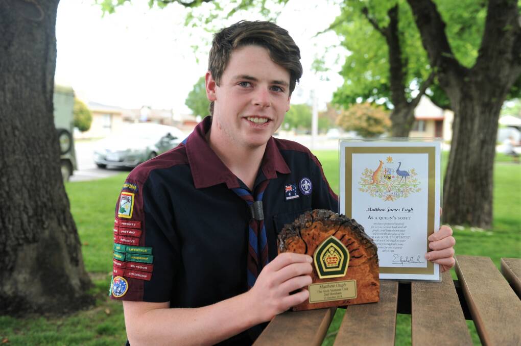 ACHIEVEMENT: Matt Ough, 17, with the Queen's Scout Award. The award took him three years to achieve. Picture: JADE BATE