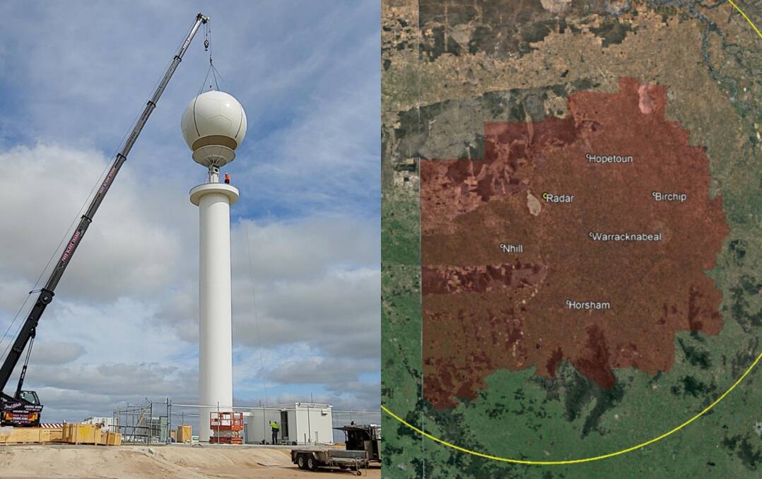 RADAR: The Wimmera weather radar, located near Rainbow, now stands at 27 metres high after a crucial piece of infrastructure was placed this week.