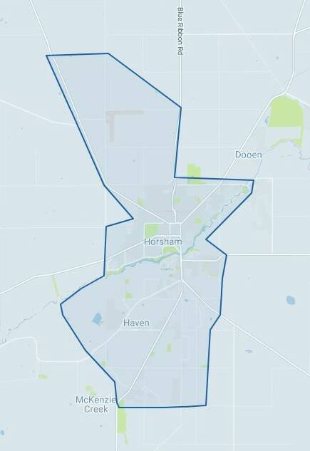 Map of Uber service area for Horsham.
