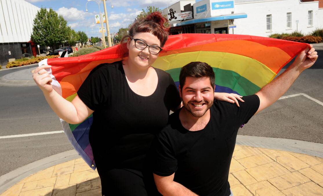 STANDING STRONG: Wimmera Pride Project co-founders Maddi Ostapiw and Loucas Vettos have many amazing things in the pipeline for the group. Picture: SAMANTHA CAMARRI