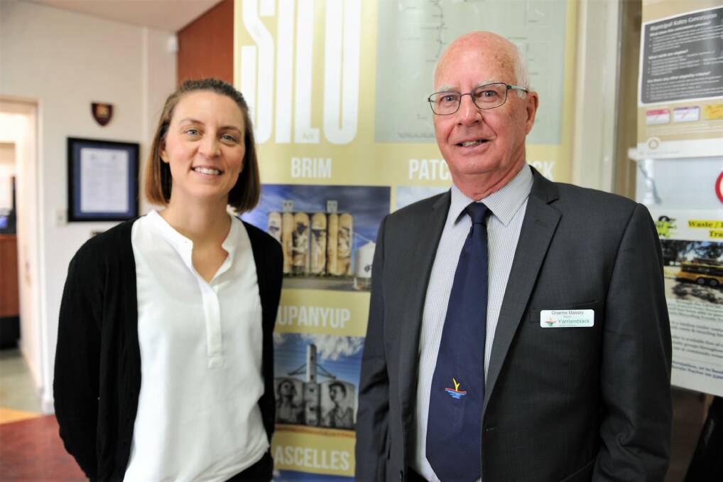 FIRST DAY: New Yarriambiack Shire Council chief executive officer Jessie Holmes and mayor Graeme Massey. Ms Holmes starts her role on Monday July 23. Picture: JADE BATE