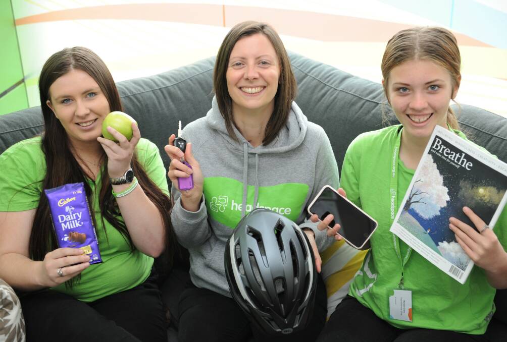 CHALLENGE: Headspace Horsham youth reference group member Brylee Taylor, youth engagement and community development co-ordinator Louise Barnett and youth reference group member Montana Crane. Picture: JADE BATE