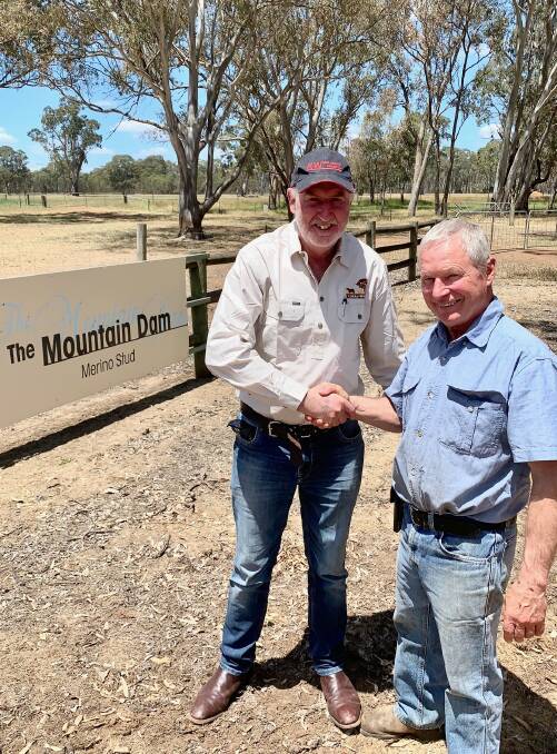 Kurra-Wirra stud managing director Robert Close with Tom Silcock. Picture: CONTRIBUTED
