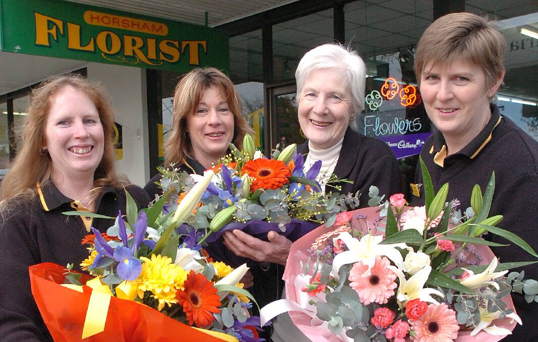 Horsham Florist former owner Mabel Foreman (second from right) with daughters Rosemary Arnott, Heather Harrison, Mabel Foreman and Susan McQueen when she retired in 2007.
