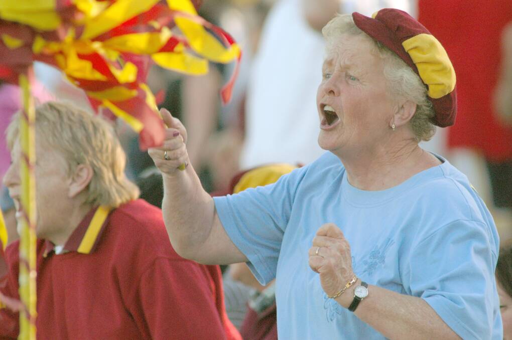 Gloria Smith shows her support for Warrack Eagles in the 2002 grand final.