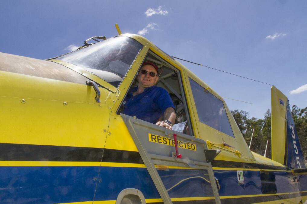 Rob Boschen in one of the firefighting planes at Stawell. Picture: PETER PICKERING