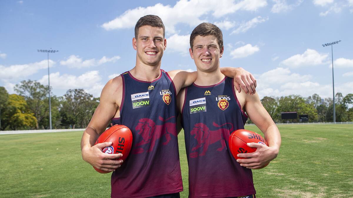BROTHERS IN ARMS: Jarrod, left, and Tom Berry pictured shortly after the 2018 AFL national draft. Picture: Getty Images