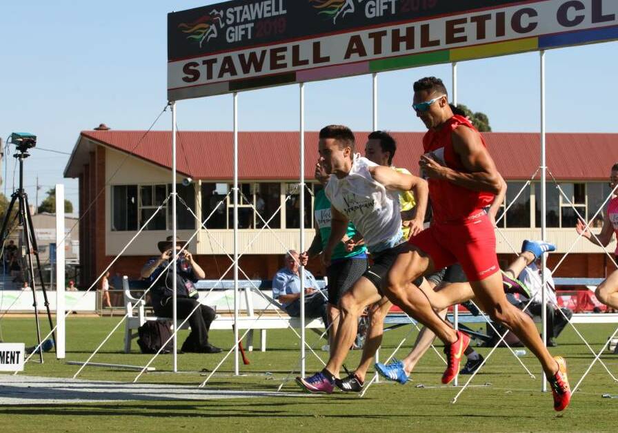 COMFORTABLE: Josh Ross takes out his Stawell Gift heat: Picture: Peter Pickering