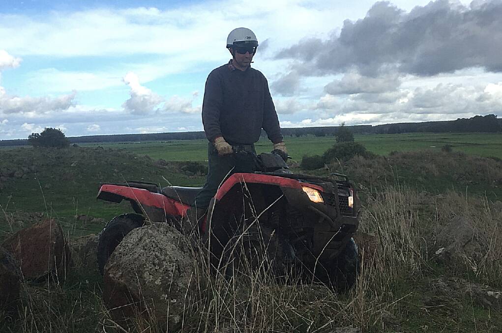 DYNAMIC: Carpendeit dairy farmer Robert Campbell demonstrates how he rides a quad dynamically.
