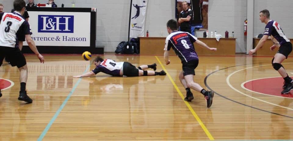DIVE: Matthew Berry displays desperate floor defence in Phantoms win over Renegades when State League action came to Horsham last weekend.