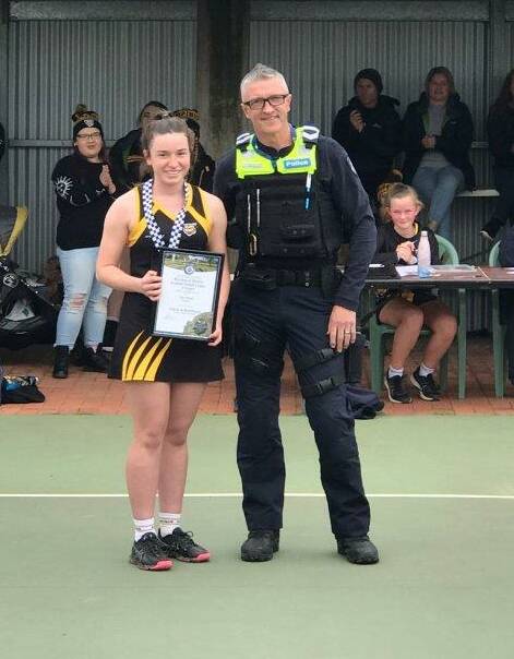 AWARDED: Piper Brown was presented with her award by Horsham police Leading Senior Constable Steve Parkinson.