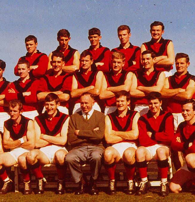 John Kennedy (centre) during his time with Stawell. Kennedy coached the Redlegs in 1965 and 1966. Picture: CONTRIBUTED