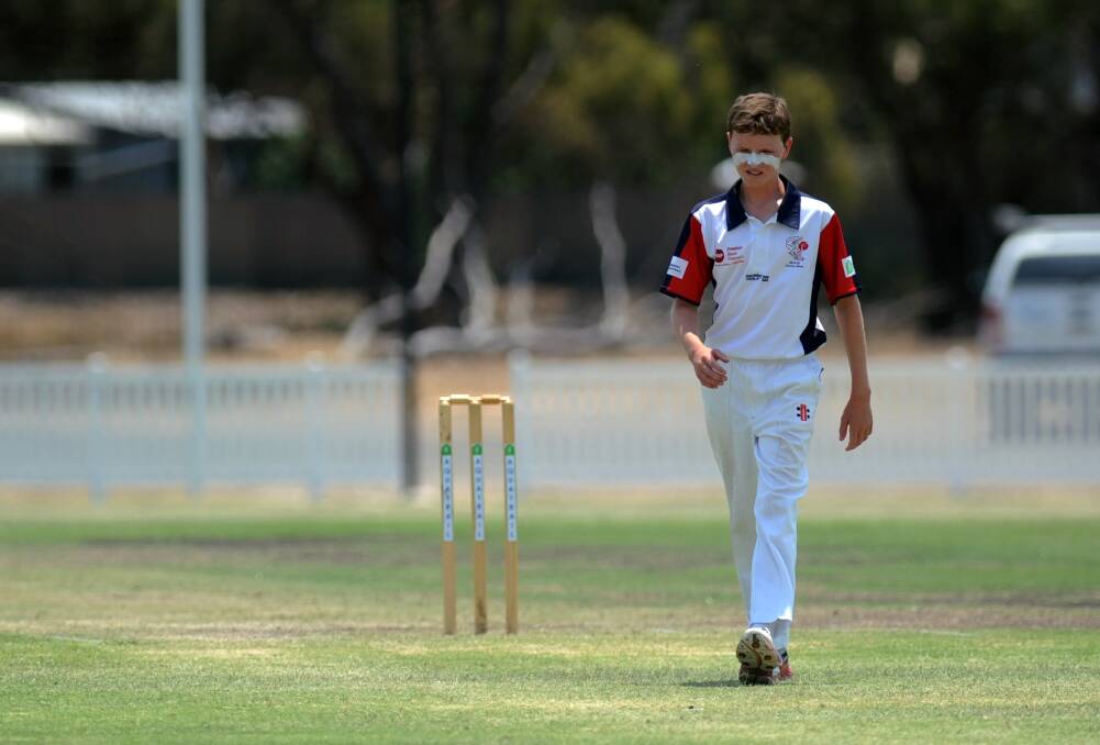 Connor Weidemann walks back to his mark against Colac on Thursday. Picture: MATT CURRILL