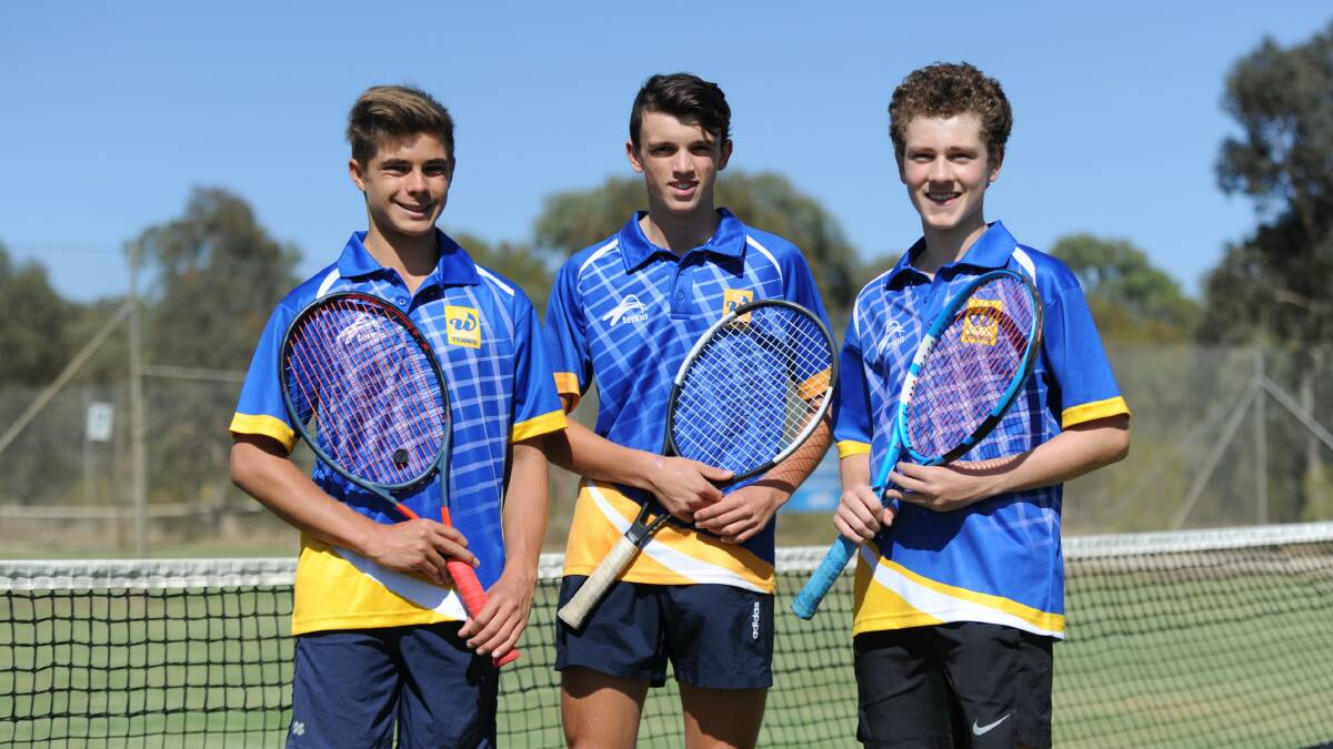 REPS: Wimmera Regional Tennis representatives Jordan Friberg, Connor Chivell and Logan Casey. Picture: MATT CURRILL