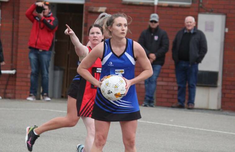 Minyip-Murtoa coach Billie Bibby looks for space during their win. Picture: LACHLAN WILLIAMS
