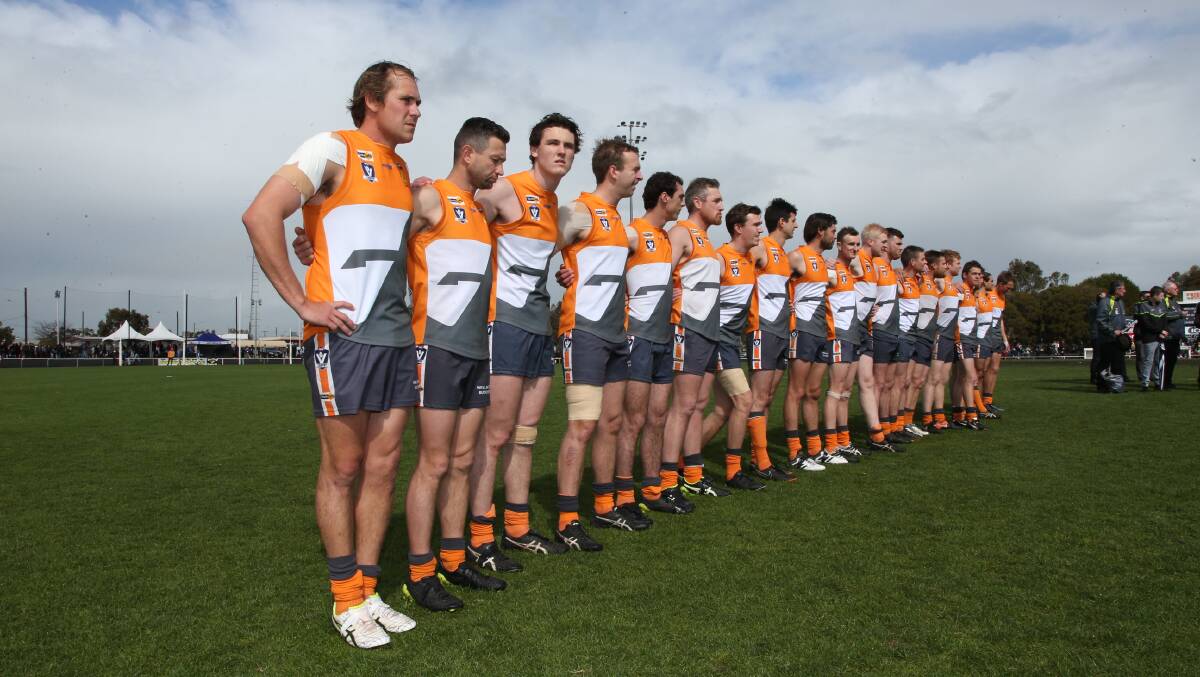 The Giants before the 2019 grand final. Picture: PETER PICKERING