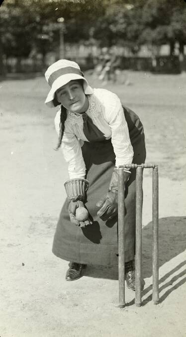 A wicketkeeper in action in the early 1900s. Picture: STATE LIBRARY OF VICTORIA