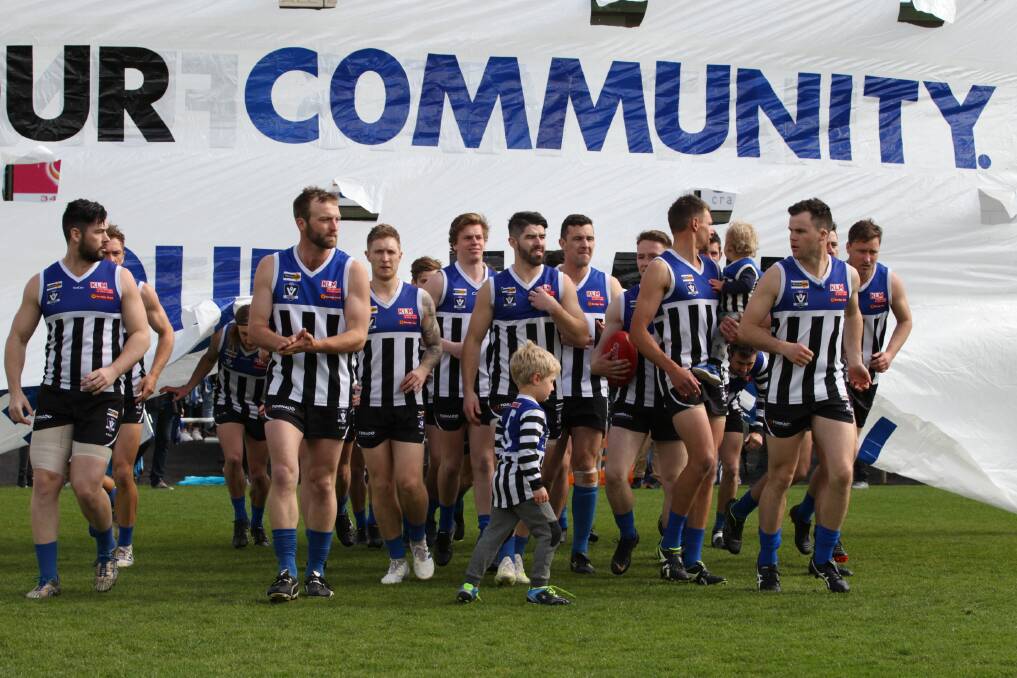 Minyip-Murtoa takes to the field for the 2019 Wimmera league grand final. Picture: PETER PICKERING