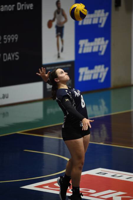 FOCUS: Murtoa's Cleo Baker serves at the Phantoms trials in Ballarat last weekend. Picture: KATE HEALY