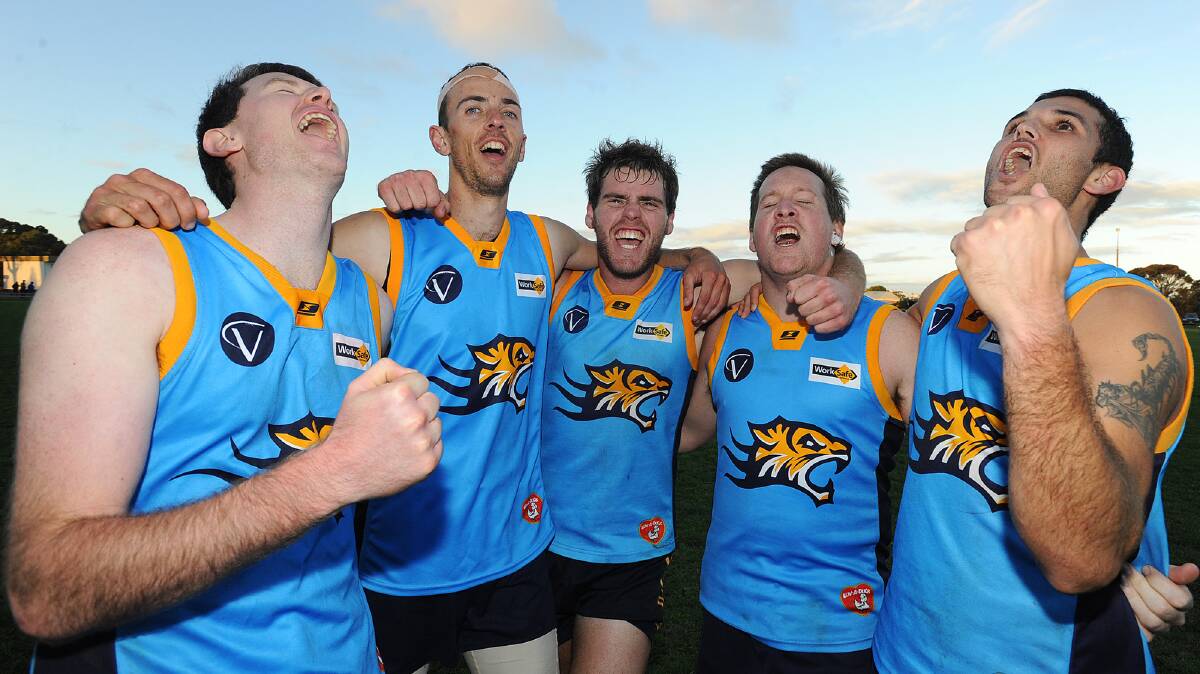 Simon Dufty, Wayne Batson, Aaron Beer, Andy Watson and Sean Bayzand celebrate in 2010. 