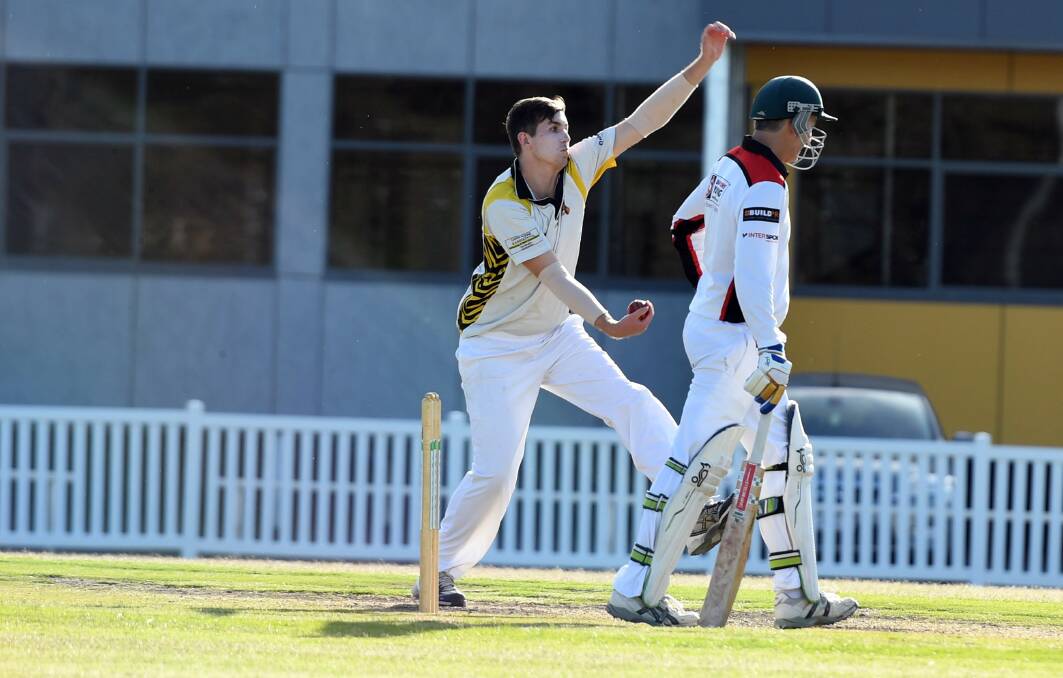 Angus Adams, pictured playing last season, picked up three wickets for Jung Tigers.