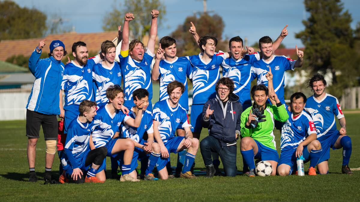 Horsham Falcons senior team celebrate their premiership victory last year. Picture: CONTRIBUTED