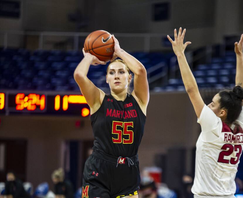 ON TARGET: Chloe Bibby drained five from seven outside the arc for Maryland. Picture: KEVIN BIRES